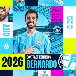 曼城与贝尔纳多·席尔瓦续约 新合同签至2026年